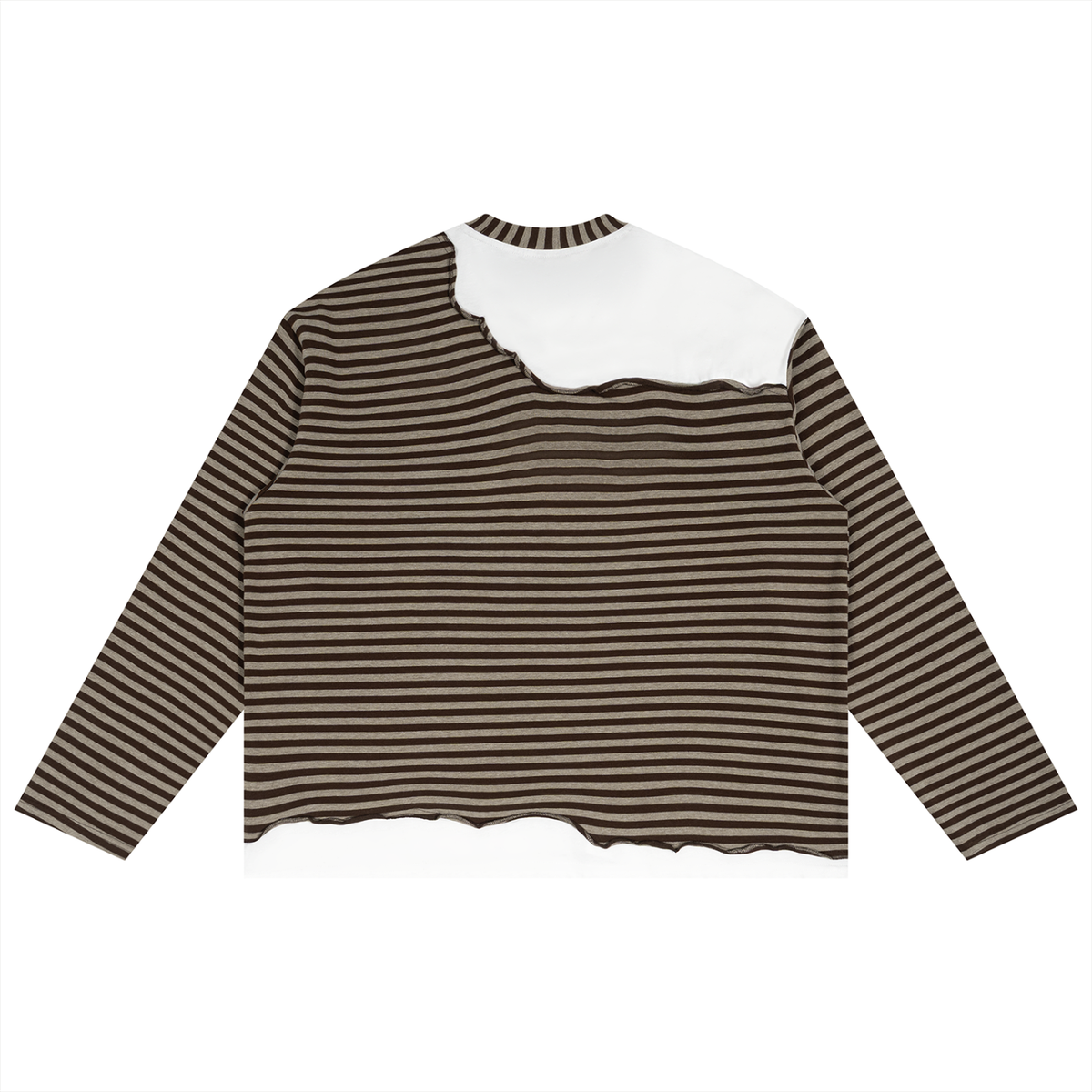 Striped Panel Boxy Long Sleeve T-Shirt