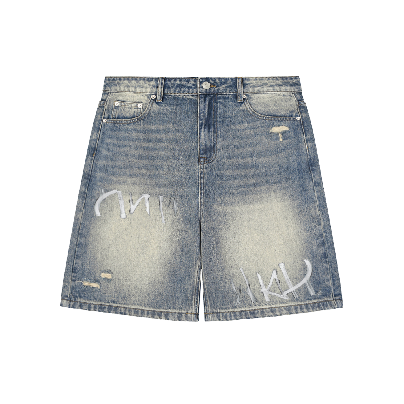 Faded Distressed Baggy Denim Shorts