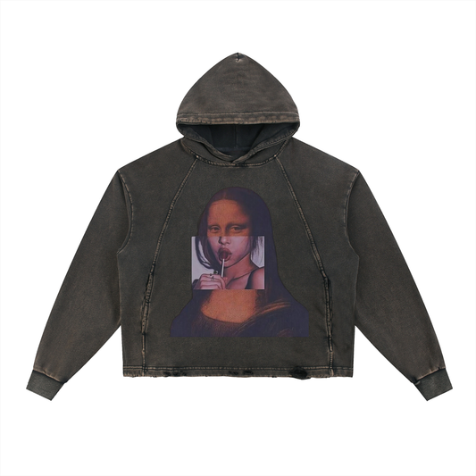 Vintage Washed Frayed-Hem Hoodie