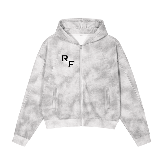 Dirty Washed Zip-Up Fleece Hoodie