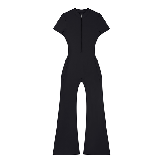 Women’s Tight Flared Leg Quarter-Zip Jumpsuit