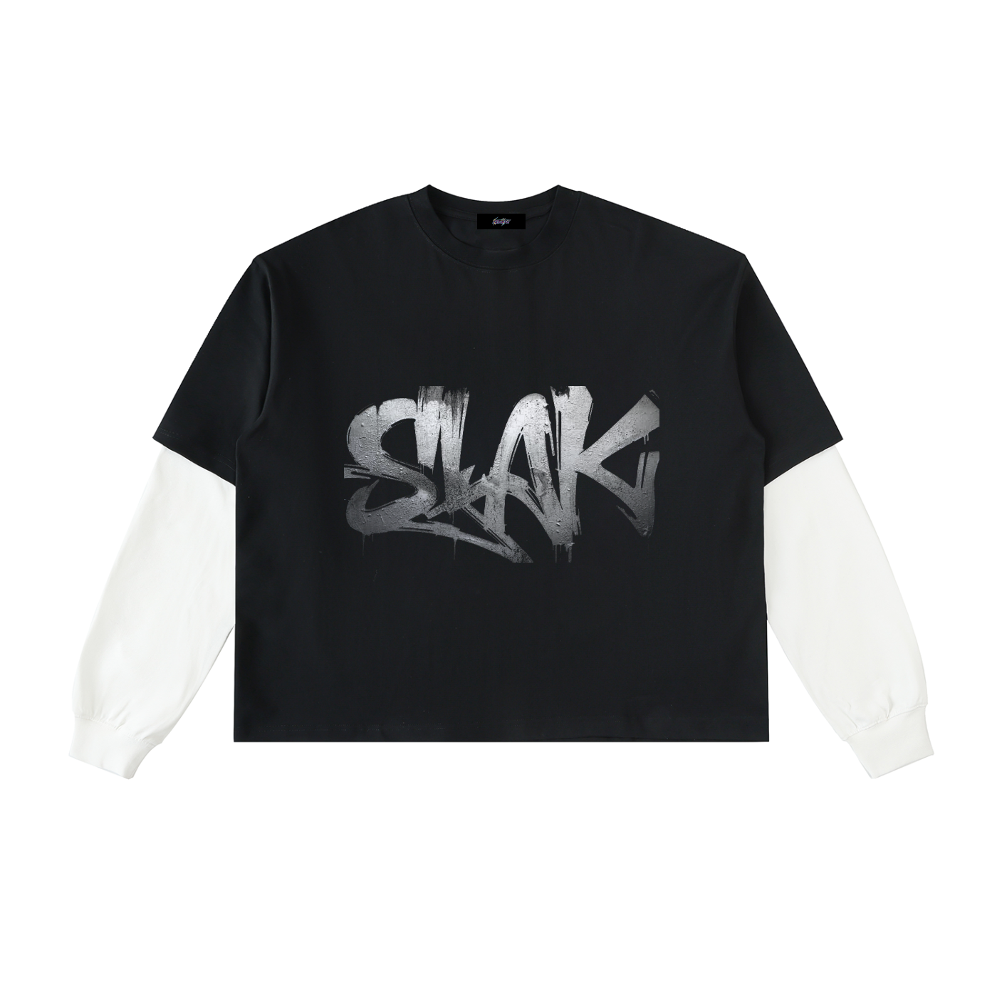 Layered Contrast Sleeve Cotton T-Shirt