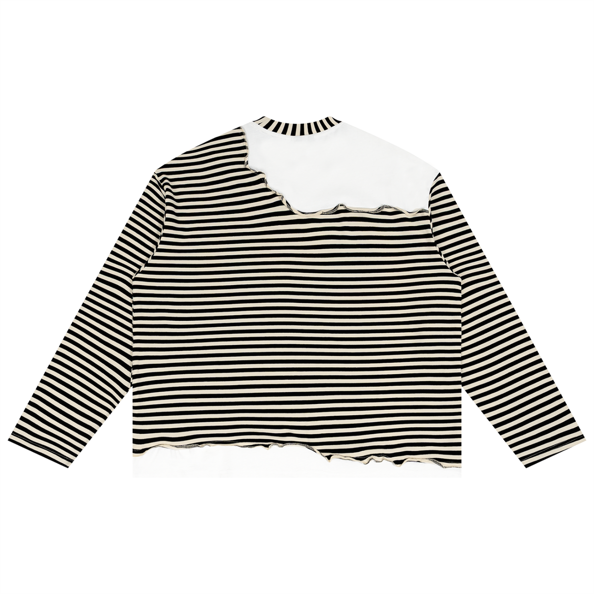 Striped Panel Boxy Long Sleeve T-Shirt