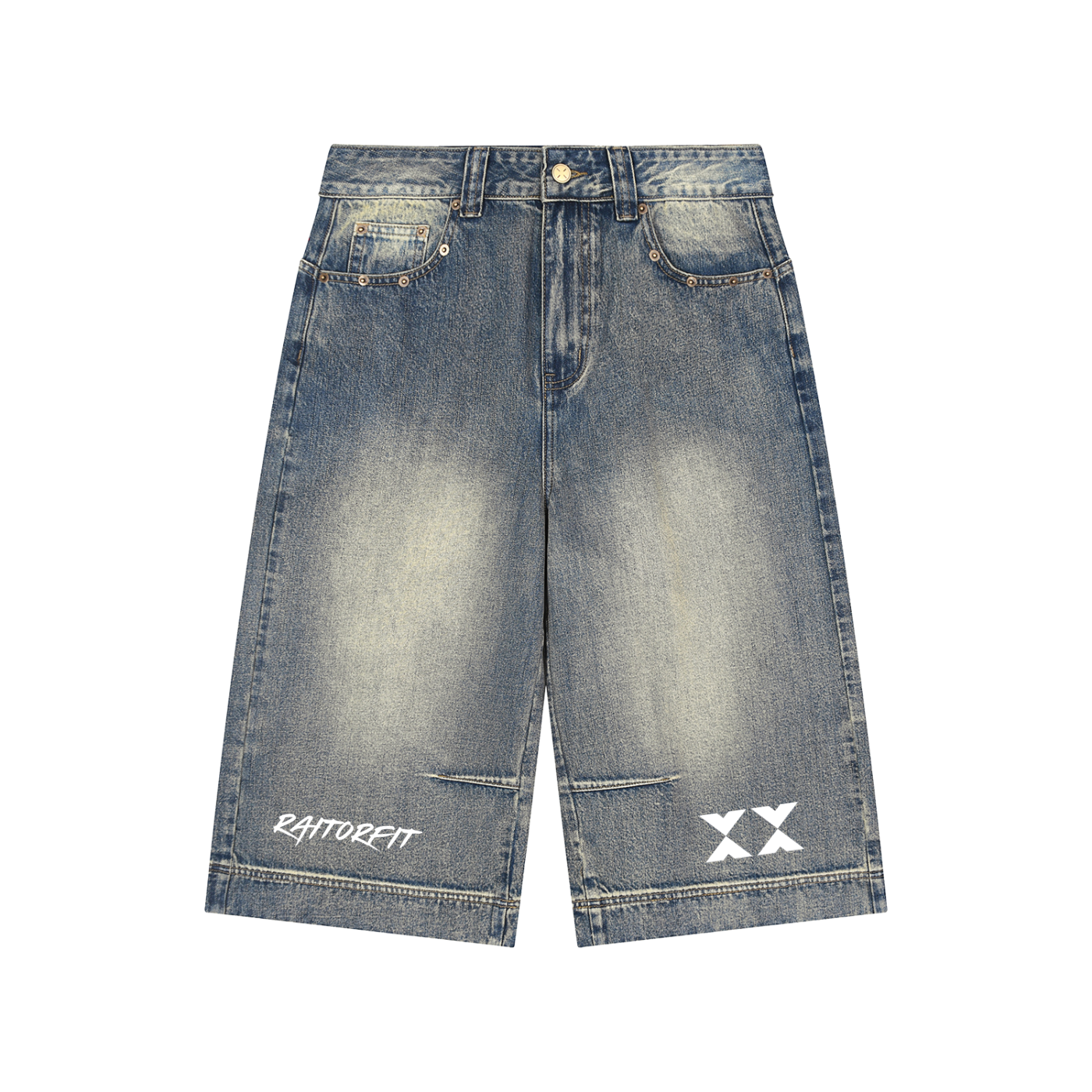 Vintage Wash Baggy Denim Shorts