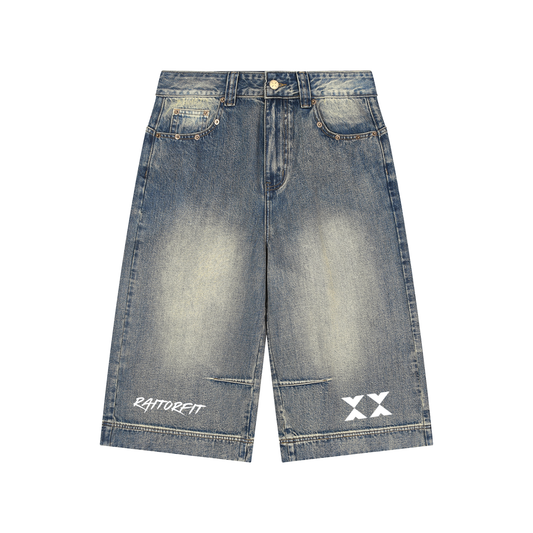 Vintage Wash Baggy Denim Shorts