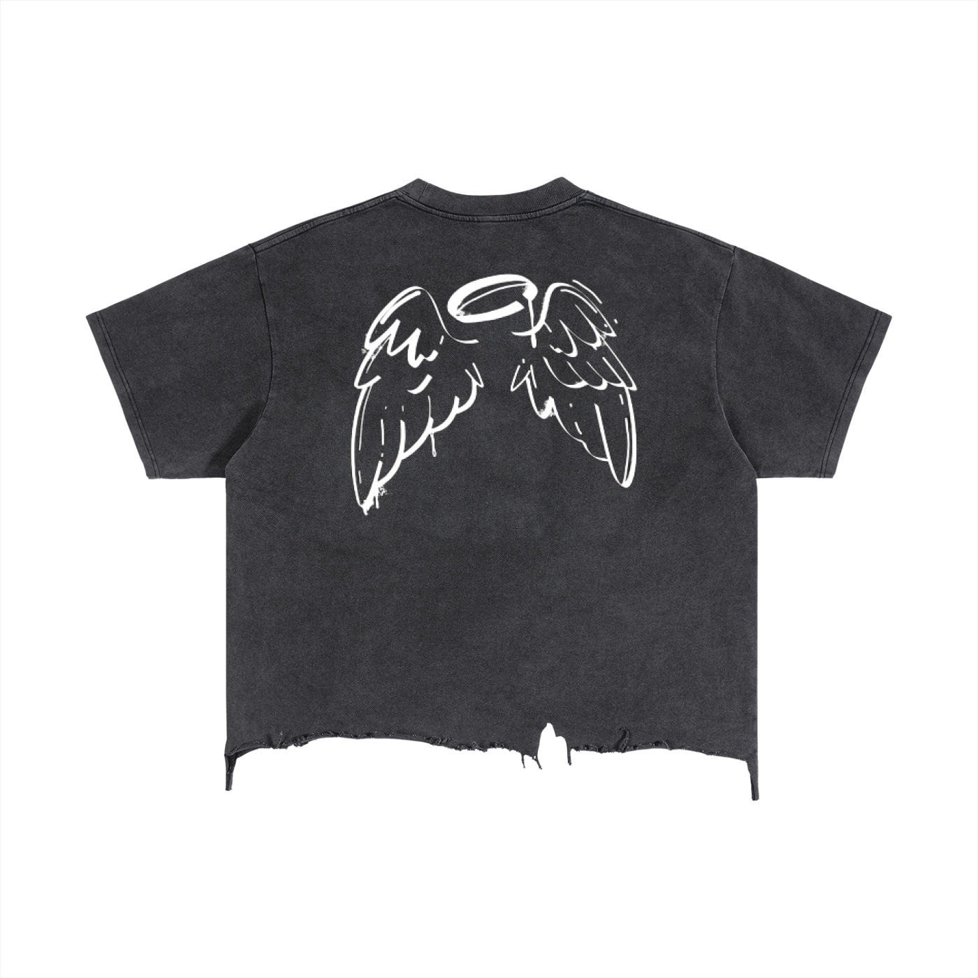 Vintage Wash Boxy Distressed Hem T-Shirt