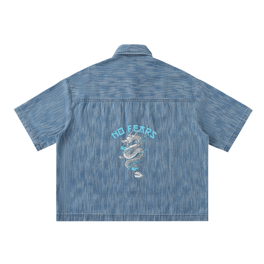 Distressed Wash Short-Sleeve Shirt