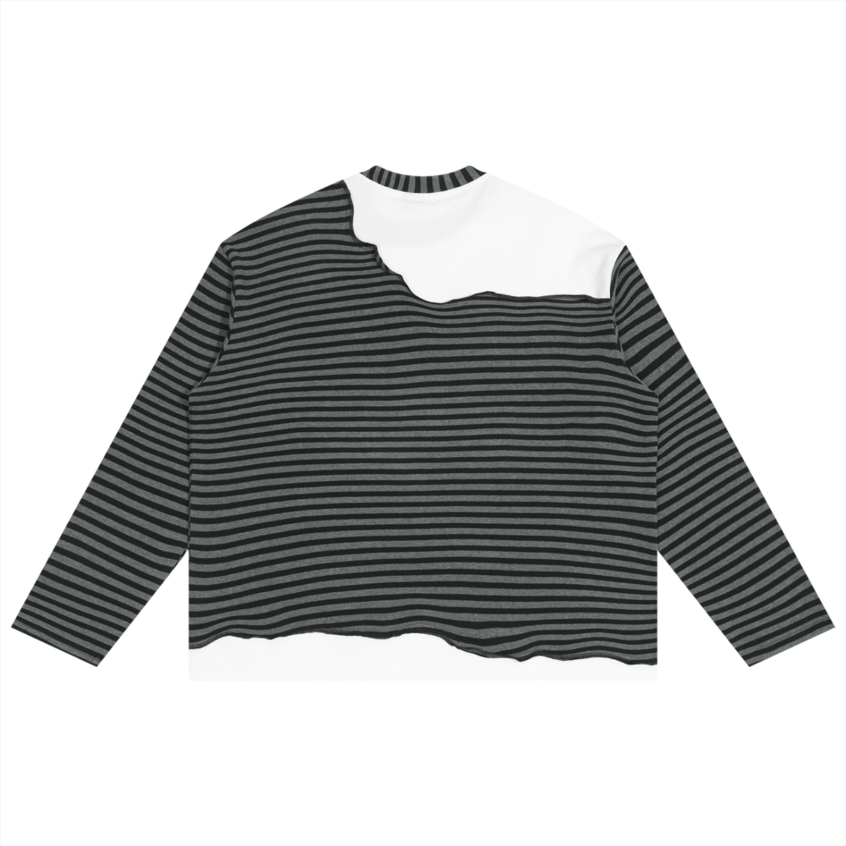 Striped Panel Boxy Long Sleeve T-Shirt