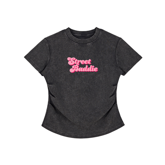 Vintage Washed Bodycon Cotton T-Shirt